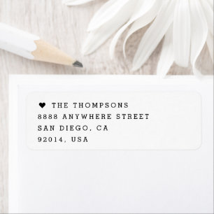 Étiquette Nom de famille personnalisable Cœur Moderne Minima