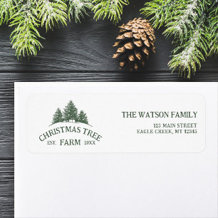 Étiquette Nom de famille personnalisé Christmas Tree Farm Re