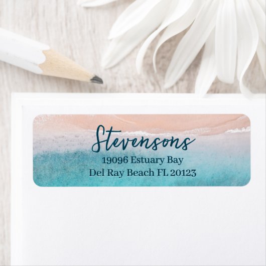 Étiquette Nom de famille Vacances Beach House Script simple (En situation)