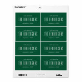 Étiquette Nom de famille vintage vert émeraude (Feuille entière)
