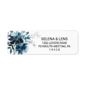 Étiquette Nom de l'adresse de retour bleu floral de la marin (Devant)