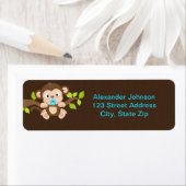 Étiquette Nom de l'adresse de retour du petit singe (En situation)