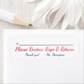 Étiquette Nom de l'enseignant + "Veuillez vérifier, signer e (En situation)