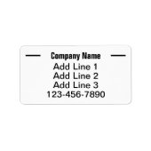 Étiquette Nom de l'entreprise Noir Blanc Téléphone N° de ret (Devant)