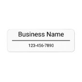 Étiquette Nom de l'entreprise Numéro de téléphone Texte noir (Devant)