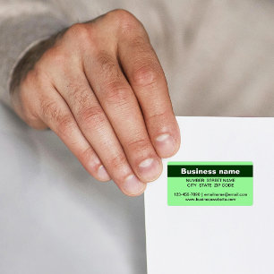Étiquette Nom de l'entreprise surligné sur une adresse vert 