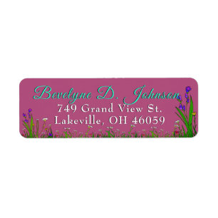 Étiquette Nom de script Bordure de gazon et de fleurs sur fo