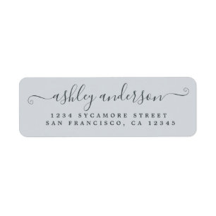 Étiquette Nom de script chic Pastel Blue Adresse de retour
