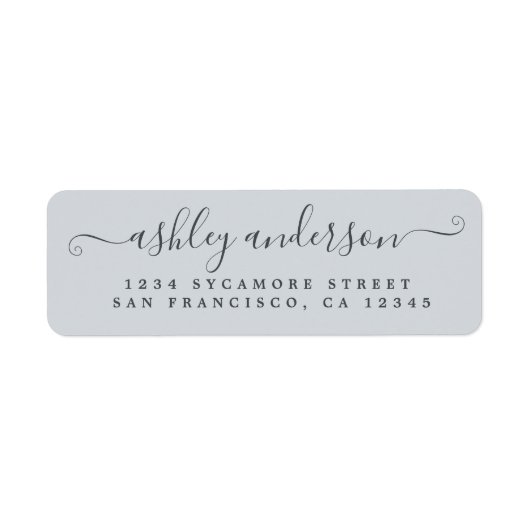 Étiquette Nom de script chic Pastel Blue Adresse de retour (Devant)