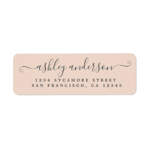 Étiquette Nom de script chic Pastel Pink Adresse de retour