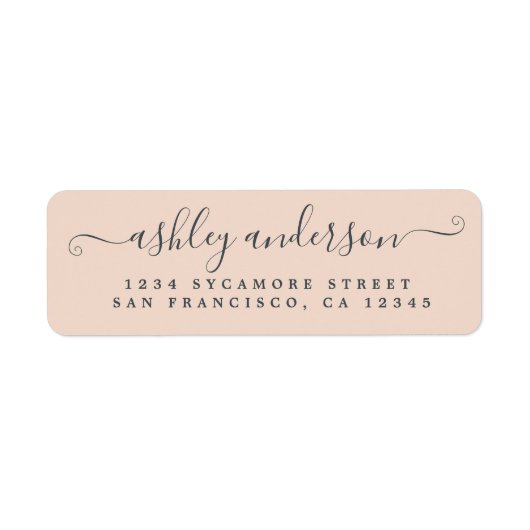 Étiquette Nom de script chic Pastel Pink Adresse de retour (Devant)