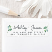 Étiquette Nom de script chic vert Adresse de retour (En situation)