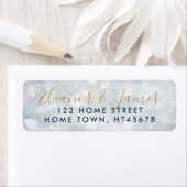 Étiquette Nom de script doré Scène de neige d'hiver Adresse  (En situation)