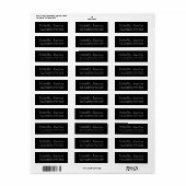 Étiquette Nom de script élégant Adresse de retour noire (Feuille entière)