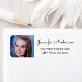 Étiquette Nom de script élégant Adresse de retour photo pers (En situation)