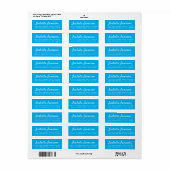 Étiquette Nom de script élégant Bleu clair Adresse de retour (Feuille entière)
