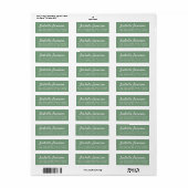 Étiquette Nom de script élégant Mineral Green Adresse de ret (Feuille entière)