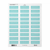Étiquette Nom de script élégant Turquoise Blue Adresse de re (Feuille entière)
