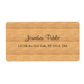 Étiquette Nom de script manuscrit en bois Adresse élégante d (Devant)