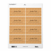 Étiquette Nom de script manuscrit en bois Adresse élégante d (Feuille entière)