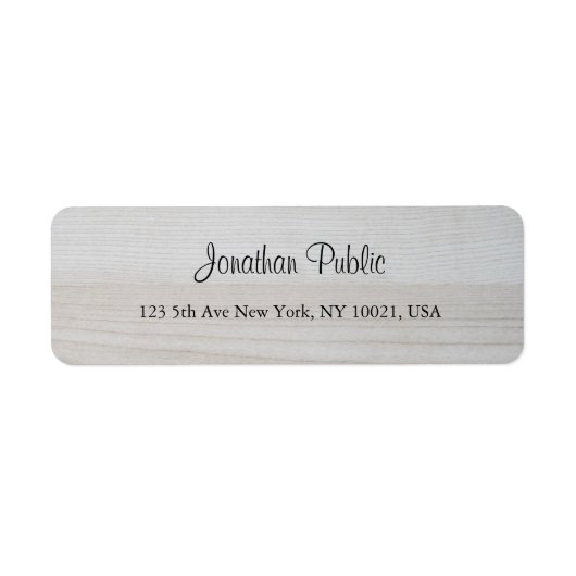 Étiquette Nom de script manuscrit Texte Bois Adresse de reto (Devant)