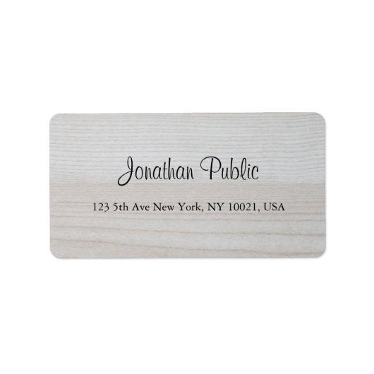 Étiquette Nom de script manuscrit Texte Bois Adresse tendanc (Devant)