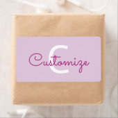 Étiquette Nom de script & monogramme | Magenta & Violet clai (En situation)