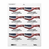 Étiquette Nom de société ondulant Drapeau Américain  (Feuille entière)