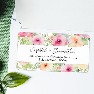 Étiquette Nom de style floral aquarelle Abricot Rose