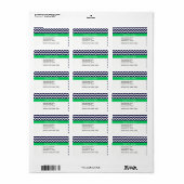 Étiquette Nom d'émeraude bleu marine Chevron blanc (Feuille entière)