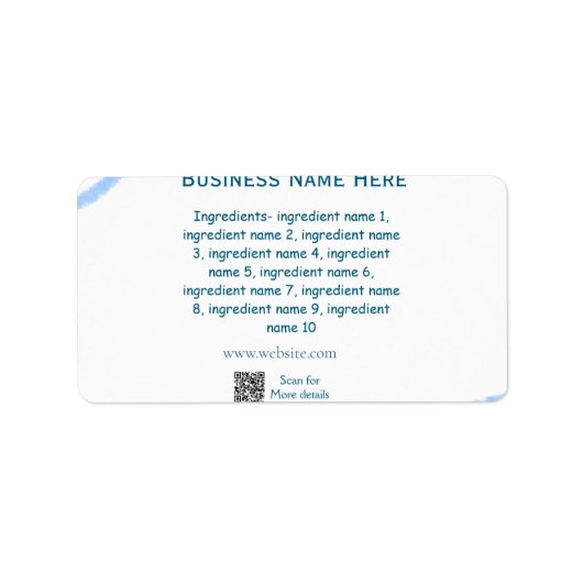 Étiquette Nom d'ingrédient ajouter nom d'entreprise site Web (Devant)
