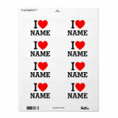 Étiquette Nom du coeur (Feuille entière)