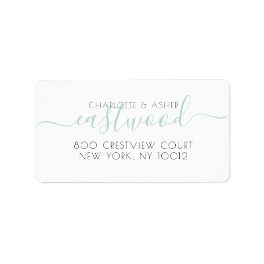 Étiquette Nom du couple Mariage vert Monogramme Adresse de r (Devant)