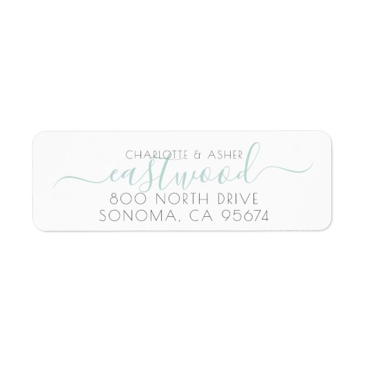 Étiquette Nom du couple Mariage vert Monogramme Adresse de r (Devant)