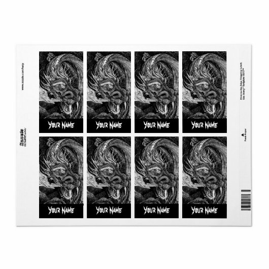 Étiquette "Nom" du dragon grand (Feuille entière)