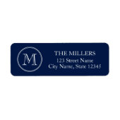 Étiquette Nom du monogramme blanc arrondi - Adresse de coule (Devant)
