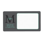 Étiquette Nom du script Grand Monogramme, Livraison Turquois (Devant)