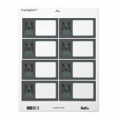 Étiquette Nom du script Grand Monogramme, Livraison Turquois (Feuille entière)