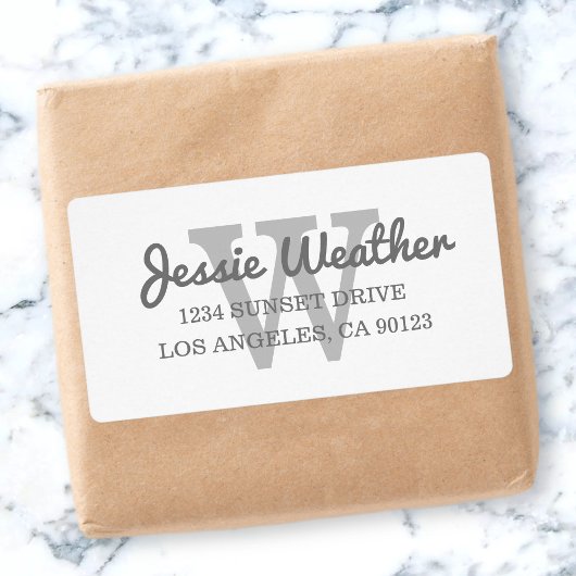 Étiquette Nom en écriture cursive | Adresse de retour monogr