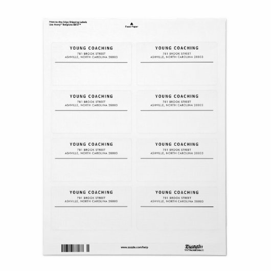 Étiquette Nom en gras Entreprise moderne (Feuille entière)