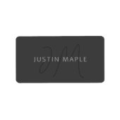 Étiquette Nom et monogramme du cool | gris foncé (Devant)