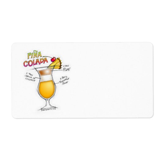 ÉTIQUETTE NOM ÉTIQUETTES, ÉTIQUETTE, PINA COLADA RECETTE COC (Devant)