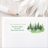 Étiquette Nom Forêt de sapins d'hiver Vert de Noël (En situation)