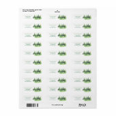 Étiquette Nom Forêt de sapins d'hiver Vert de Noël (Feuille entière)