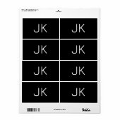 Étiquette Nom initial minimaliste personnalisable (Feuille entière)