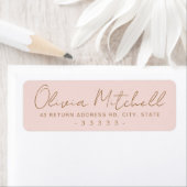 Étiquette Nom manuscrit moderne blush rose adresse de retour (En situation)