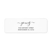 Étiquette Nom manuscrit moderne et adresse de retour 08a. (Devant)