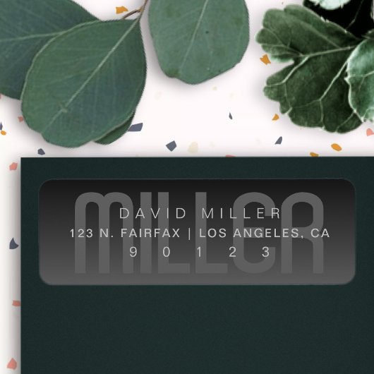 Étiquette Nom moderne Subtile Gray Très foncé Gradient