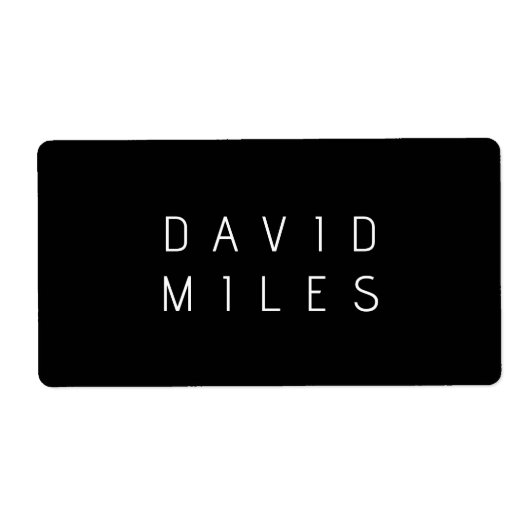 Étiquette Nom modifiable minimaliste moderne | Noir & Blanc (Devant)