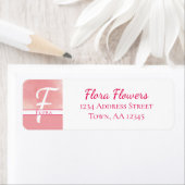 Étiquette Nom Monogramme Aquarelle rose (En situation)